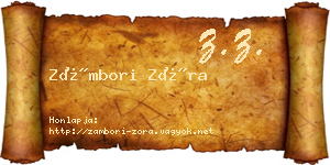 Zámbori Zóra névjegykártya